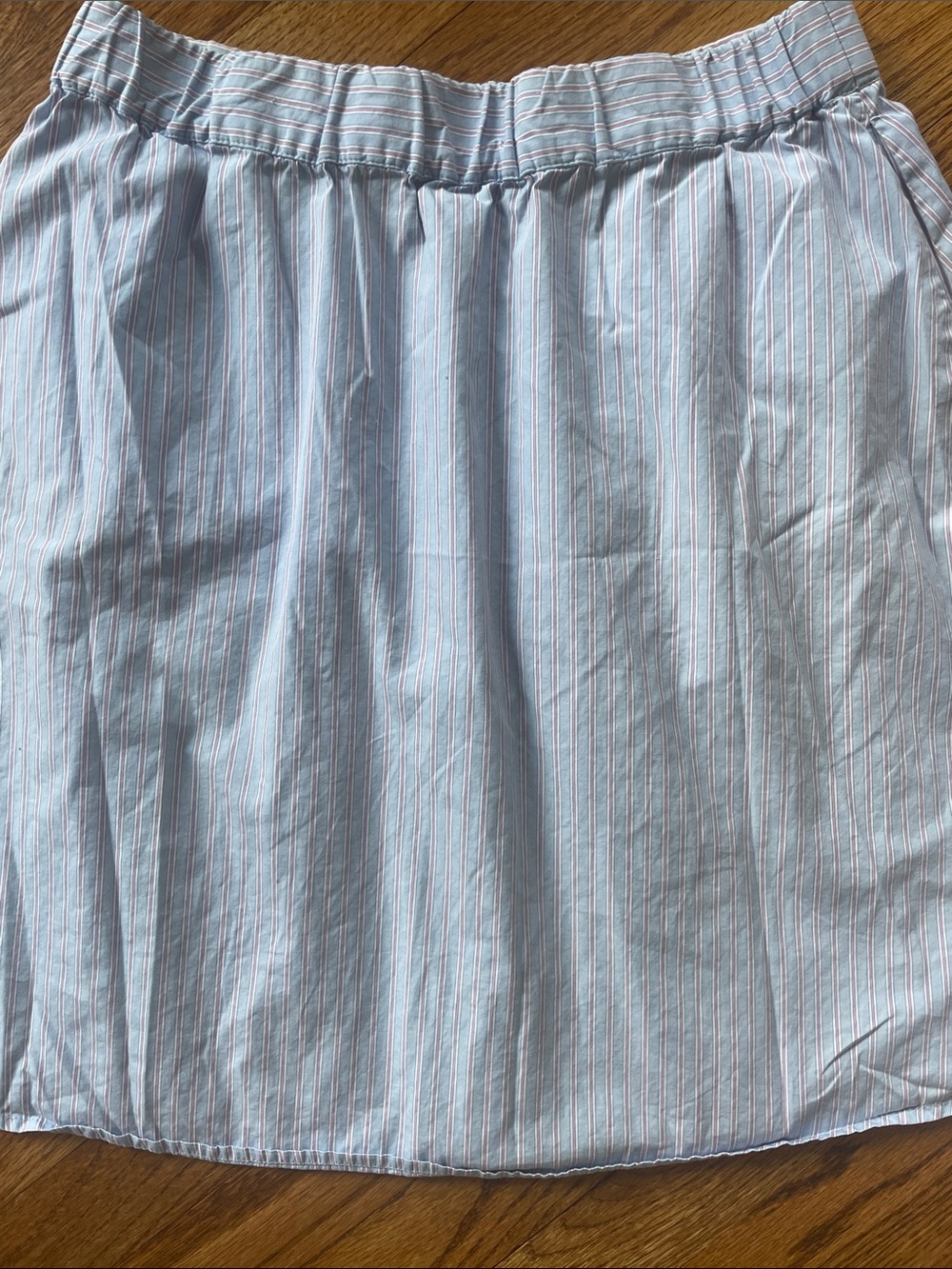 J. Crew Baby Blue & Pink Striped Seersucker Picnic Pleated Flare Skirt Small - Picture 5 of 6